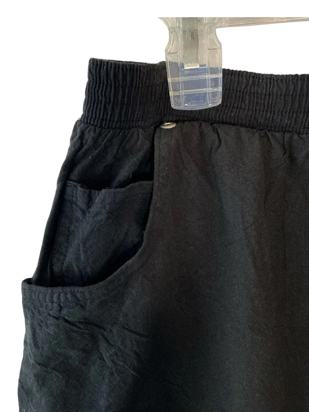 Fashion Bug Black Pants 100% Cotton Pocket Elastic Waist 29” Inseam Plus 14/16
